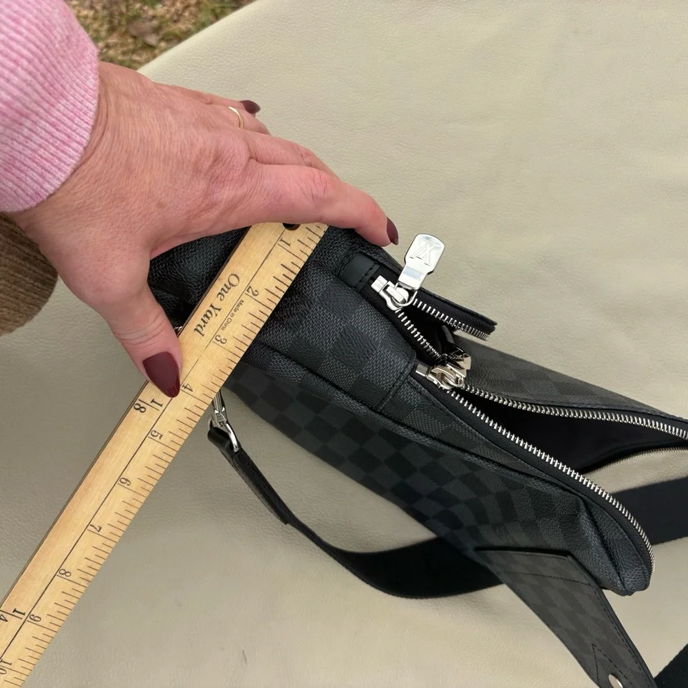 LOUIS VUITTON BLACK CHECKERED SLING BAG AUTHENTIC - Picture 12 of 12